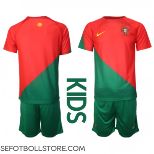Portugal Replika babykläder Hemmaställ Barn VM 2022 Kortärmad (+ korta byxor)